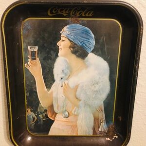 Coca-Cola Art Deco Style Tray with Blue and White Accents